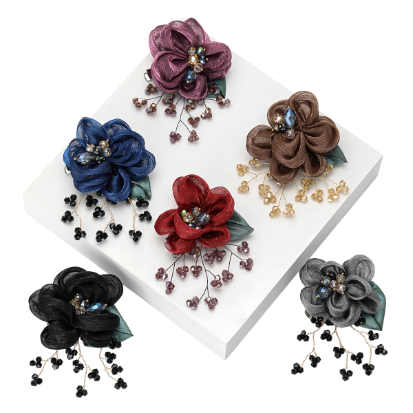 Fabric Art Tassel Flower Brooch Women Clothing Decoration