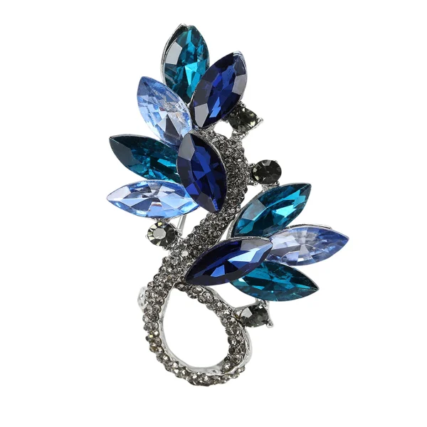 Alloy Crystal Glass Flower Brooch Elegant Women Jewelry for Party