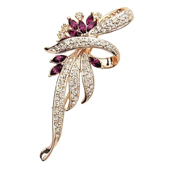 Crystal Rhinestone Flower Brooch Lapel Pin Women Wedding Hijab Accessory