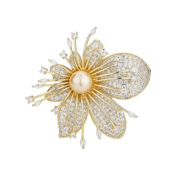 Elegant Pearl Flower Design Brooch Women Clothing Jewelry