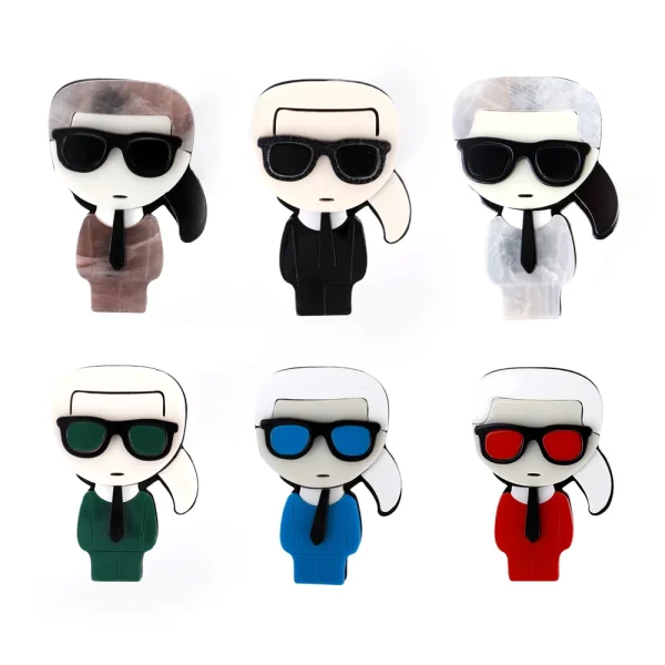 Men Acrylic Corsage Brooch Pin Sunglasses Tie Long Hair Design Suit Accessories for Party Wedding