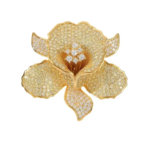 Gold Color Flower Brooch Women Clothing Accessory