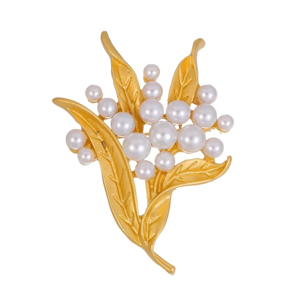 Vintage Pearl Flower Brooch Pin Women Floral Lapel Pin for Wedding Party