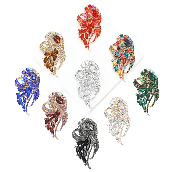 Alloy Full Diamond Large Glass Brooch Exquisite Retro Women Clothing Accessory